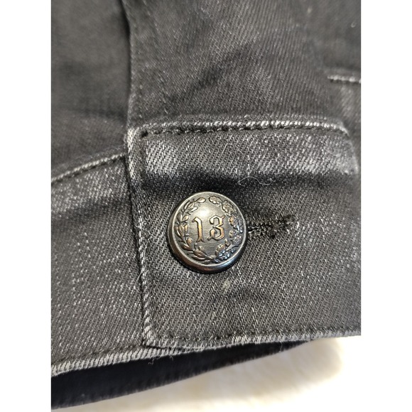 R13 Distressed Denim Jean Trucker Designer Jacket Black Made In Italy Men's Sz S - Picture 12 of 12